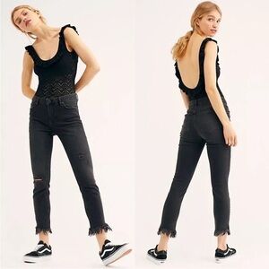 Free People Great Heights Frayed Hem Stretch Jeans